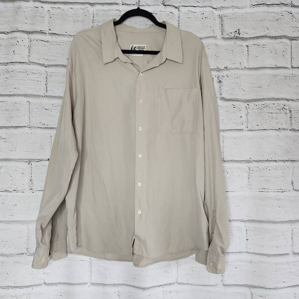 Marmot Mountain Works Mens Beige Long Sleeve Button-Down Shirt Size XL